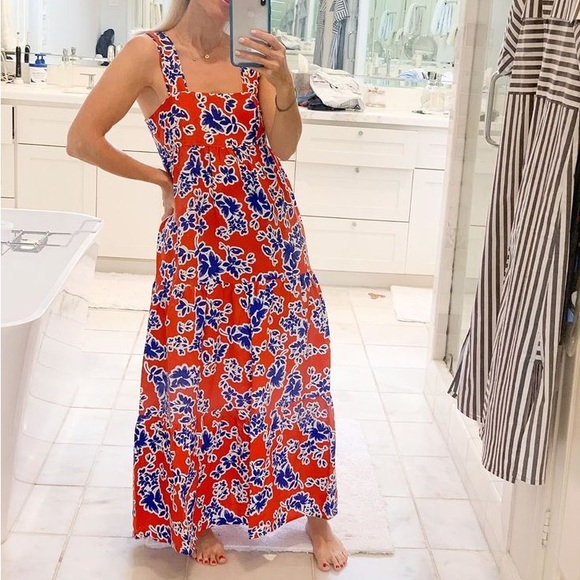 HUNTER BELL Dresses & Skirts - Hunter Bell Red White and Blue Floral Sleeveless Maxi Dress - medium